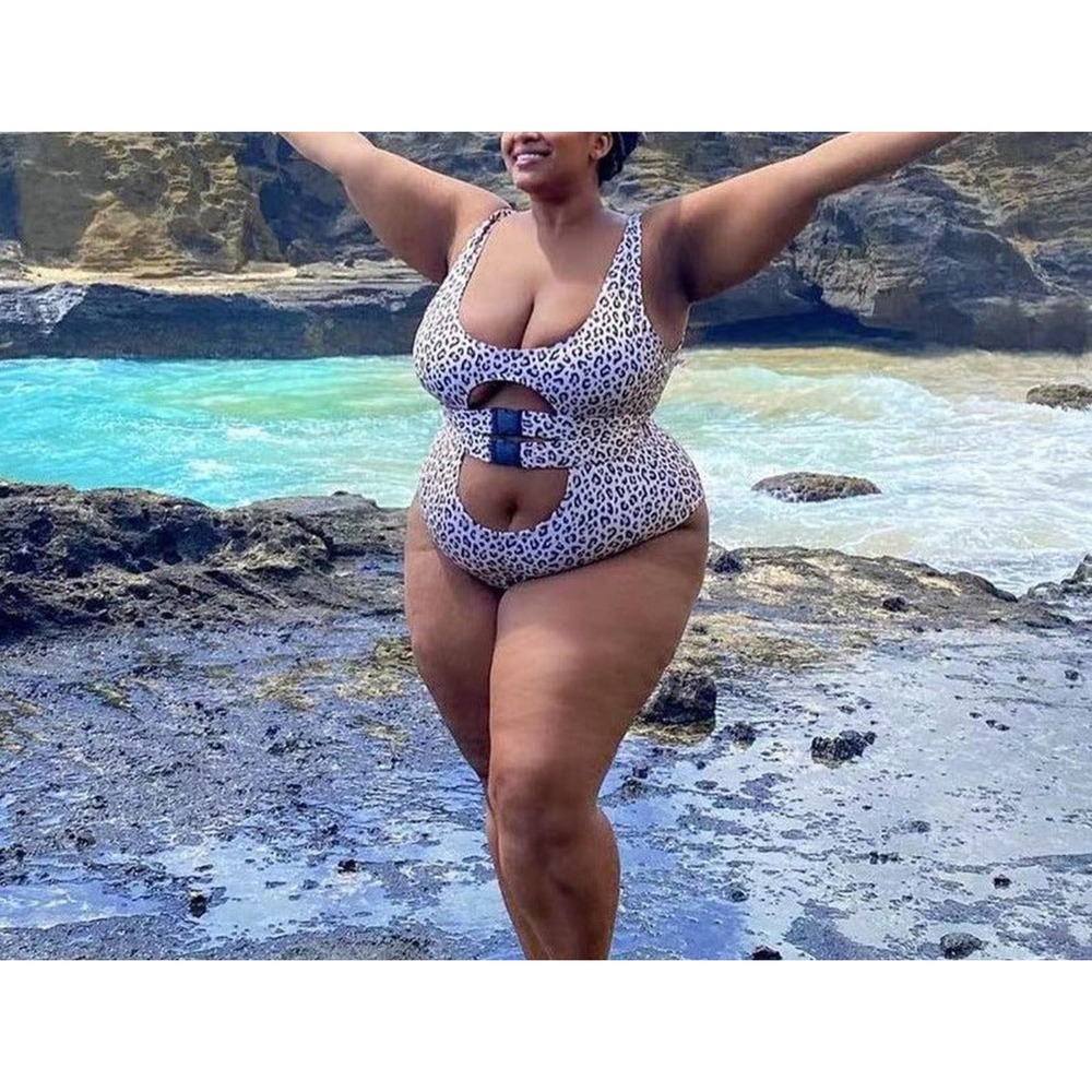 Leopard Print  Plus Size Bikini Curvy Woman Beach Wear One Piece Swimsuit